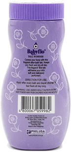 Babyflo Baby Powder Sweetie Purple 100gm Back