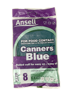 Ansell Gloves Canners Blue Food Contact Size 8