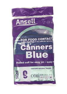 Ansell Gloves Canners Blue Food Contact Size 9