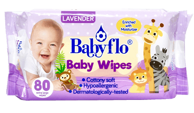 Babyflo Baby Wipes Lavender 80