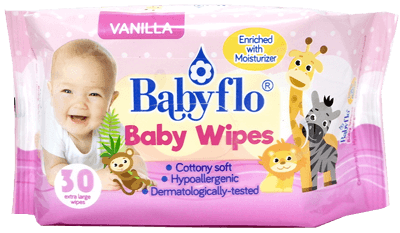 Babyflo Baby Wipes Vanilla 30s