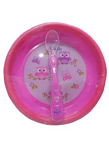 Babyflo Plate With Spoon Pink