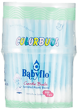 Babyflo Color Buds Can Plastic Blue 200tips