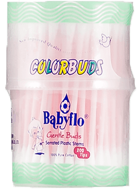 Babyflo Color Buds Can Plastic Pink 200tips