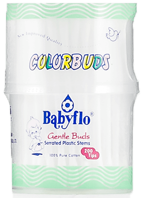 Babyflo Color Buds Can Plastic White 200tips