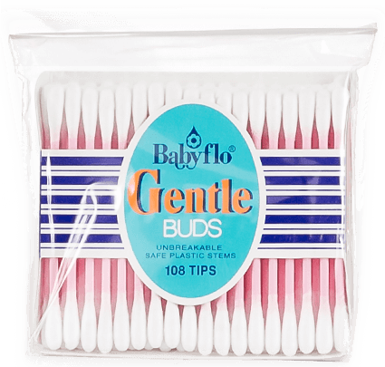 Babyflo Gentle Buds Plastic Pink 108tips